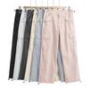 Pantalones de pierna ancha holgados de cintura alta con cordón ajustable, estilo europeo y americano, con bolsillos grandes, para mujer, primavera y verano, informales, modernos y con cordón ajustable.