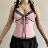 2026 Verano Europeo y Americano Estampado de Leopardo Patchwork Y2K Camisola Sexy Ajustado Moda Top Rosa para Mujeres