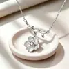 Colar de ramo e flor em prata de lei s925, estilo coreano, design elegante, corrente de clavícula choker da moda e requintada, joia para mulheres