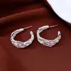 Pendientes Colgantes de Plata Recubiertos de Oro Real de 18 Quilates con Aguja de Plata, Plisados, Forma de C, Tendencia de Moda Europea y Americana, Pendientes Personalizados de Temperamento para Mujer
