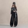 Jeans Estructura Patchwork Retro Americano Otoño e Invierno Calle Alta Casual Sueltos Pierna Ancha Pantalones Scimitar Patrón Negro