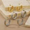 Pendientes de acero inoxidable con forma de C, estilo moderno, con costuras retorcidas y temperamento versátil, con un diseño de alta gama.