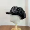 Nova boina macia de couro PU para mulheres, boné de artista vintage estilo japonês, boné octogonal moderno estilo britânico para homens