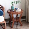 Mesa de café pequeña de madera maciza, mueble auxiliar simple, mesa redonda pequeña de doble capa, mesa lateral para sofá de sala de estar estilo chino, mesa de esquina, mesa redonda estilo americano