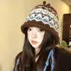 Gorro de Punto Estilo Fair Isle Color Café Retro para Mujer Cálido de Invierno para Circunferencia de Cabeza Grande Gorro de Lana Hace que la Cara Parezca Más Pequeña Protección contra el Frío Gorro Protector de Orejas