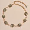 Cadena de Cintura de Alta Calidad para Mujer con Turquesa Incrustada Cadena de Cintura Vintage de Industria Pesada para Mujer Cinturón Metálico de Turquesa