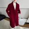 Abrigo de lana 100% pura de doble cara de alta calidad para mujer, largo, elegante, estilo coreano, chaqueta de tweed de lana, otro