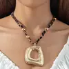 Collar Exagerado para Clavícula con Colgante de Caracola Espiral Estilo Oceánico Transfronterizo Europeo y Americano Gargantilla Corta Sexy con Estampado de Leopardo