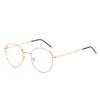 Montura de gafas con orejas de gato vintage, modernas, personalizadas para celebridades cibernéticas, planas, de metal, redondas, antiluz azul, para hombres y mujeres.