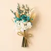 Mini buquê de 15cm de flores secas, flores eternas, rosas, miosótis, gipsofila, margaridas, flores reais para decoração de lapela DIY