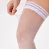 Calcetines Largos de Encaje Negro de Lunares, Medias Japonesas Finas Antideslizantes de Lunares Hasta la Rodilla, Calcetines Sexys de Lunares Pequeños Hasta el Muslo