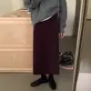 ¡Genial para combinar! Falda Larga de Pana Elástica de Cintura Alta para Mujer Otoño Nueva Elegante con Abertura que Cubre la Cadera Elegante