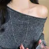 Colar Longo de Camada Dupla Prata Feminino High-End Acessível Luxo Nicho Corrente para Suéter 2025 Novo Outono e Inverno Acessórios Atmosféricos