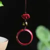 Anillo de Cinnabar Morado Dorado de Mina Cruda Cadena para Teléfono Móvil Colgante Llavero con Ónix Negro