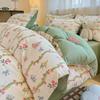 Conjunto de Cama de Algodão Puro Desenho Animado Quatro Peças 100% Algodão Doméstico Dormitório Estudantil Capa de Edredom Lençol Jogo de Cama Três Peças