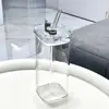 Vaso de agua cuadrado con tapa, vaso transparente simple para el hogar, té de leche, vaso portátil con pajilla, vaso de vidrio de borosilicato alto sin asa