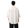 Camisa de Hombre de Verano de Algodón y Lino Transpirable de Seda Helada de Manga Tres Cuartos y Manga Corta Talla Grande