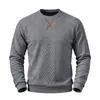 Sudadera de cuello redondo para hombre de Amazon transfronterizo, otoño e invierno, sudadera de punto grueso para hombre con patrón de rombos en jacquard, de manga larga