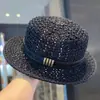 Estilo Old Money Retrô Vazado Topo Plano Chapéu de Sol para Proteção Solar de Verão na Praia para Mulheres Chapéu de Palha