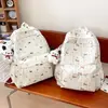 Mochila Fofa Original Estilo Japonês Floral Azul Chapéu Cachorro Dachshund para Alunos do Ensino Fundamental e Universitários