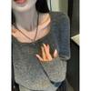 Baishiwang cayó en el forro suave ~ jersey de cuello cuadrado de lana glutinosa suave para mujer otoño e invierno suéter corto adelgazante