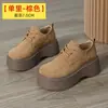 Novos Mocassins de Camurça com Cadarço e Sola Grossa para Mulheres, Casuais e Versáteis, Sapatos Birkenstock Estilo Retrô que Aumentam a Altura