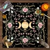 Toalha de Mesa para Cartas de Tarot, Tecido para Mesa e Cadeira, Signo do Zodíaco, Três Fases, Toalha de Mesa com Lua e Flor, Personalizada para Festa