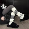 Calcetines apilados de pierna de moda, cálidos, gruesos y modernos, de punto nórdico, estilo vintage coreano, con copos de nieve, para otoño e invierno, de Fall Island