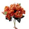 Rosa 9 Cabeças Hortênsia Buquê Redondo de Rosas Flores Artificiais Flores Falsas Exibição Doméstica Decoração de Casamento Arte Floral