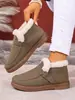 Botas de nieve para mujer al por mayor, cálidas de invierno y resistentes al frío, zapatos casuales planos sin cordones, zapatos de algodón versátiles para mujer