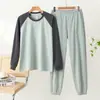 Pijama para Hombre de Dos Piezas Casual Holgado Talla Extra Forrado de Felpa Cálido Manga Larga Manga Raglán Traje Ropa para el Hogar