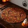 Jogo Americano Halloween Estilo Ins Transfronteiriço Redondo Adereços para Fotos Montanha-russa Retro para Mesa de Jantar Decoração com Isolamento Térmico Personalização de Abóbora