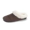 2026 Nuevos Zapatos de Casa sin Cordones de un Solo Paso para Cubrir la Cabeza Zapatillas de Media Caña con Aumento de Altura Acolchadas Impermeables Forradas de Felpa Cálidas con Suela Gruesa de Piel Zapatillas de Algodón para Mujer