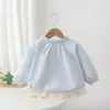Cortavientos para Niña Primavera y Otoño Nuevo Elegante Estilo Coreano Niña Pequeña Patchwork Encaje Capullo de Flor Top