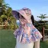 Máscara de proteção facial de verão, proteção solar e chapéu à prova de poeira, chapéu feminino para colheita de chá na fazenda, chapéu de sol com xale para rosto inteiro ao ar livre