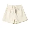 Shorts de Mezclilla de Tiro Alto en Línea A para Mujer, Adelgazantes, Cubren la Cadera, Verano, Delgados, Negros, Dobladillo Enrollado, Tipo Pera, Cintura Ceñida, Pierna Ancha Suelta