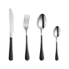 Cuchillo para bistec, tenedor y cuchara de acero inoxidable 1010, plata de ley + pintura en aerosol, juego de cubiertos de regalo de cuatro piezas, juego de cuchillo, tenedor y cuchara para comidas