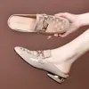 Medias Pantuflas de Malla para Mujer Punta Cerrada 2026 Nuevas Primavera Verano Medias Pantuflas Tacón Medio Tacón Grueso Sandalias de Exterior para Mujer Aumento de Altura