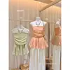 Clearance sale, no returns or exchanges. Summer seaside vacation style retro floral versatile slimming halter neck tube top 28028