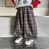 Pantalones de Cuadros Británicos para Niños de Primavera y Otoño Estilo Coreano Niños Pequeños Guapos Versátiles Casuales Niños Medianos y Pequeños Pantalones Plátano Comercio Exterior