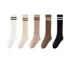 Calcetines de canalé a rayas para mujer, nuevo estilo primavera y otoño, estilo deportivo de academia japonesa, JK, alta elasticidad, compresión, adelgazantes, calcetines de media pantorrilla
