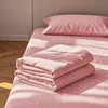 Sábana de color liso simple de una pieza para uso doméstico, cama individual de dormitorio estudiantil, juego de ropa de cama de tres piezas con sábana de algodón lavado para cama doble