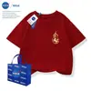 Nasa Nuevo Chinoiserie Ropa Infantil Roja Cuello Redondo Manga Corta Primavera y Otoño 2026 Año del Caballo Saludos de Año Nuevo Algodón Puro Ropa Familiar