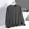 Sudadera con cuello redondo de tejido piqué saludable 350G forrada de forro polar para hombre, camiseta de manga larga, sudadera gruesa con forro de forro polar para hombre