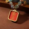 Novo Estilo Chinês Tendência Nacional Talismã Tai Sui Corrente de Celular Chaveiro para Pendurar no Carro Estilo Étnico Pingente de Vidro Colorido Moderno e Versátil
