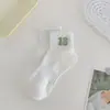 Nuevos Calcetines para Mujer de Bordado Digital Tendencia Primavera/Verano 2025 Estilo Coreano Simples Transpirables Calcetines Tipo Barco Calcetines Finos para Mujer