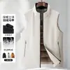 Chaleco de plumas para hombre, otoño/invierno, cuello alto, cierre de cremallera, 90% plumón de pato blanco, cálido, chaqueta sin mangas casual para hombres jóvenes y de mediana edad