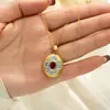 Colgante de Plata de Ley S925 Vintage Bicolor con Microincrustaciones de Pétalos para Cabujón Ovalado Accesorios para Joyería DIY con Piedras Preciosas
