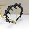 Diadema Negra Estilo Coreano con Lazo de Cristal Completo y Dientes, Antideslizante, Elegante y de Alta Gama, Diadema Premium