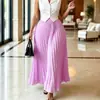D650 Ropa europea y americana transfronteriza para mujer, falda larga plisada elástica de cintura alta con dobladillo amplio y caída elegante, falda africana de talla grande